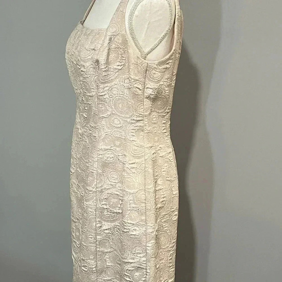 Evan Picone size 12 cream/beige tapestry style with golden sparkle EUC - Picture 14 of 16